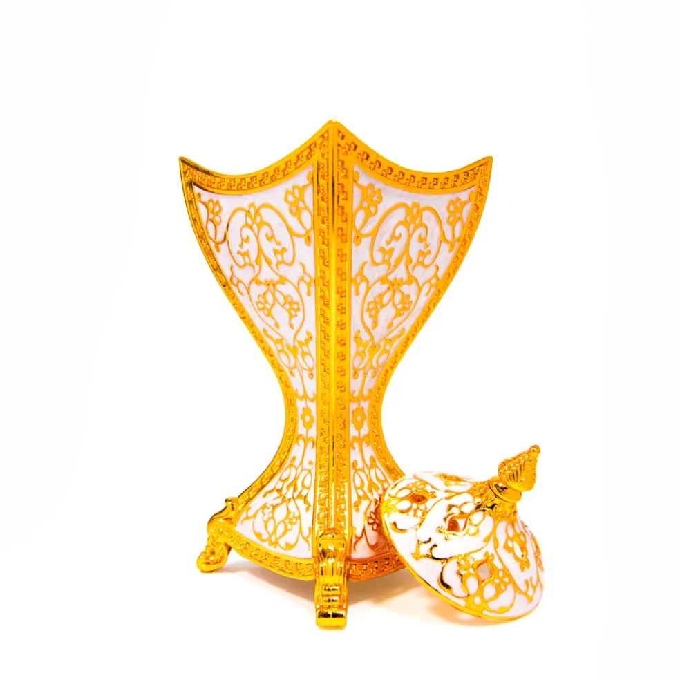 Pearl White Enamel Gold Luxury Burner Large GIB027
