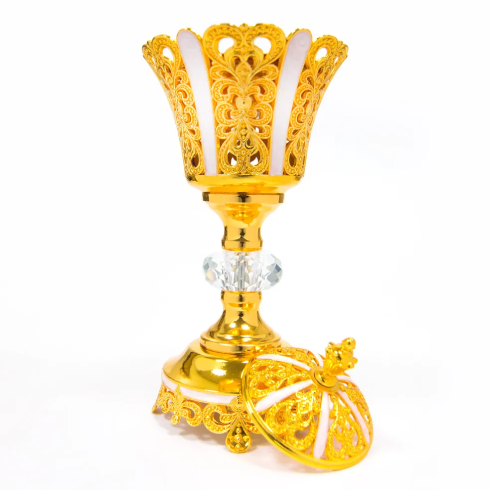 Pearl White Enamel Gold Luxury Burner Large GIB032